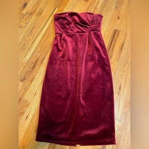Express strapless red velvet dress